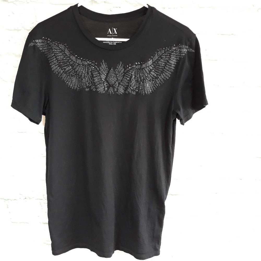Armani Exchange black on black tee size medium